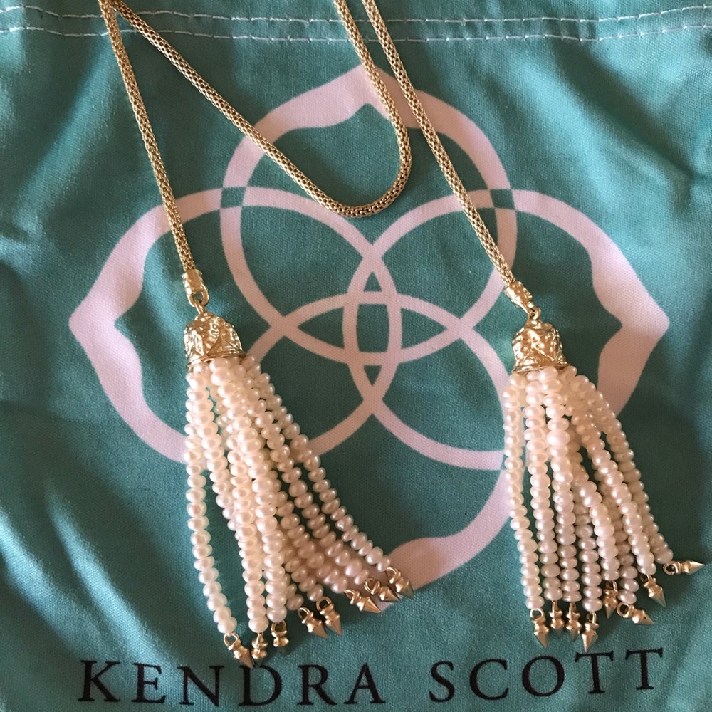 Kendra Scott ivory beaded tassel lariat